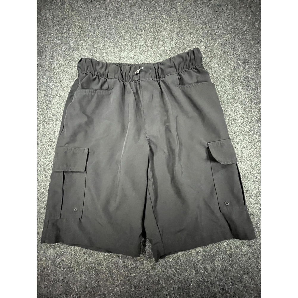 Lee Cargo Shorts Women's L 14/16 Black Utility Pockets Elastic Waist Drawstring